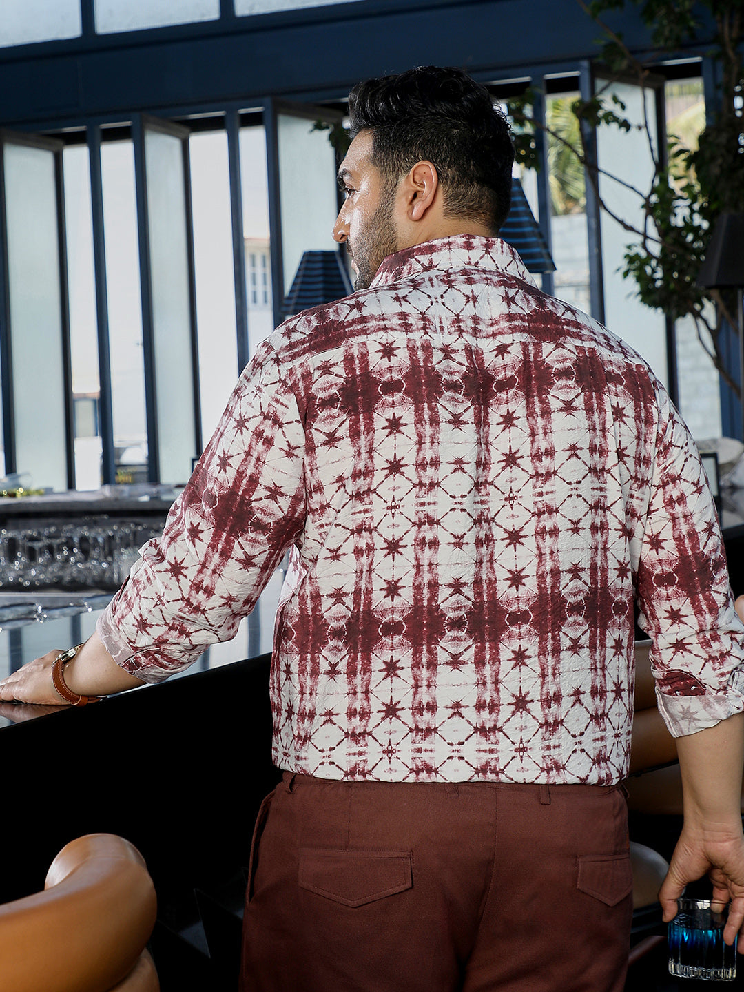 Maroon Self Design Shirt