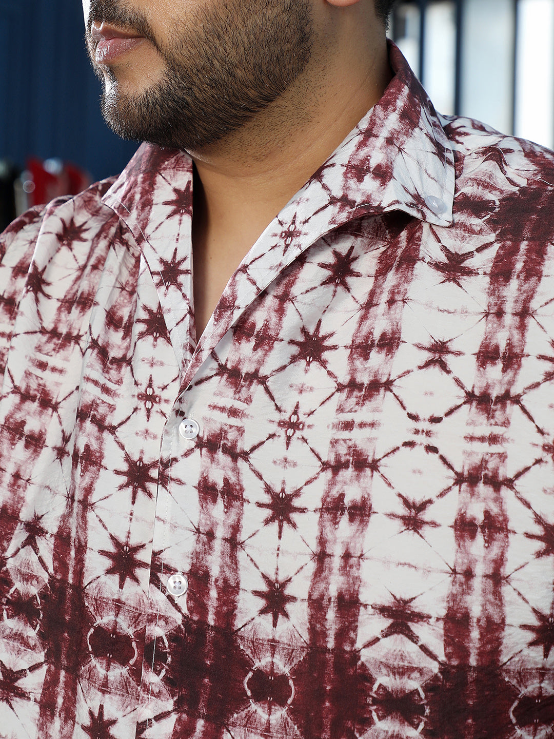 Maroon Self Design Shirt