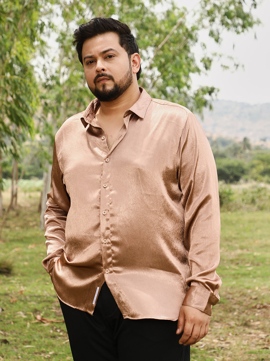 Gleaming Crushed-Satin Shirt