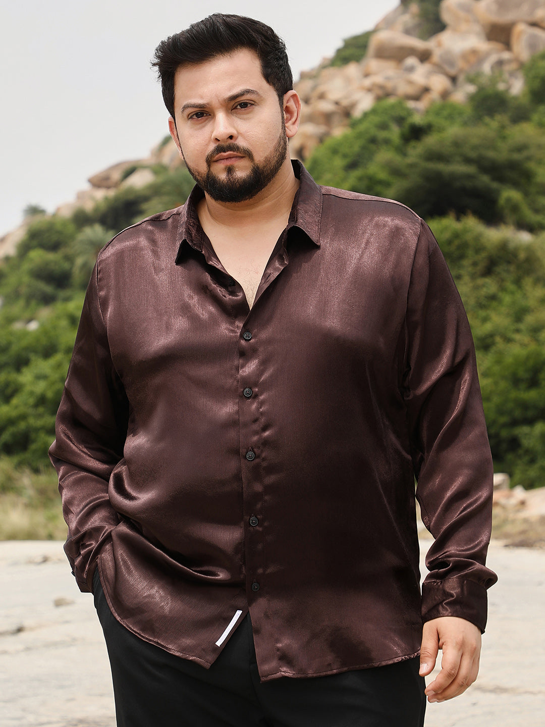Gleaming Crushed-Satin Shirt