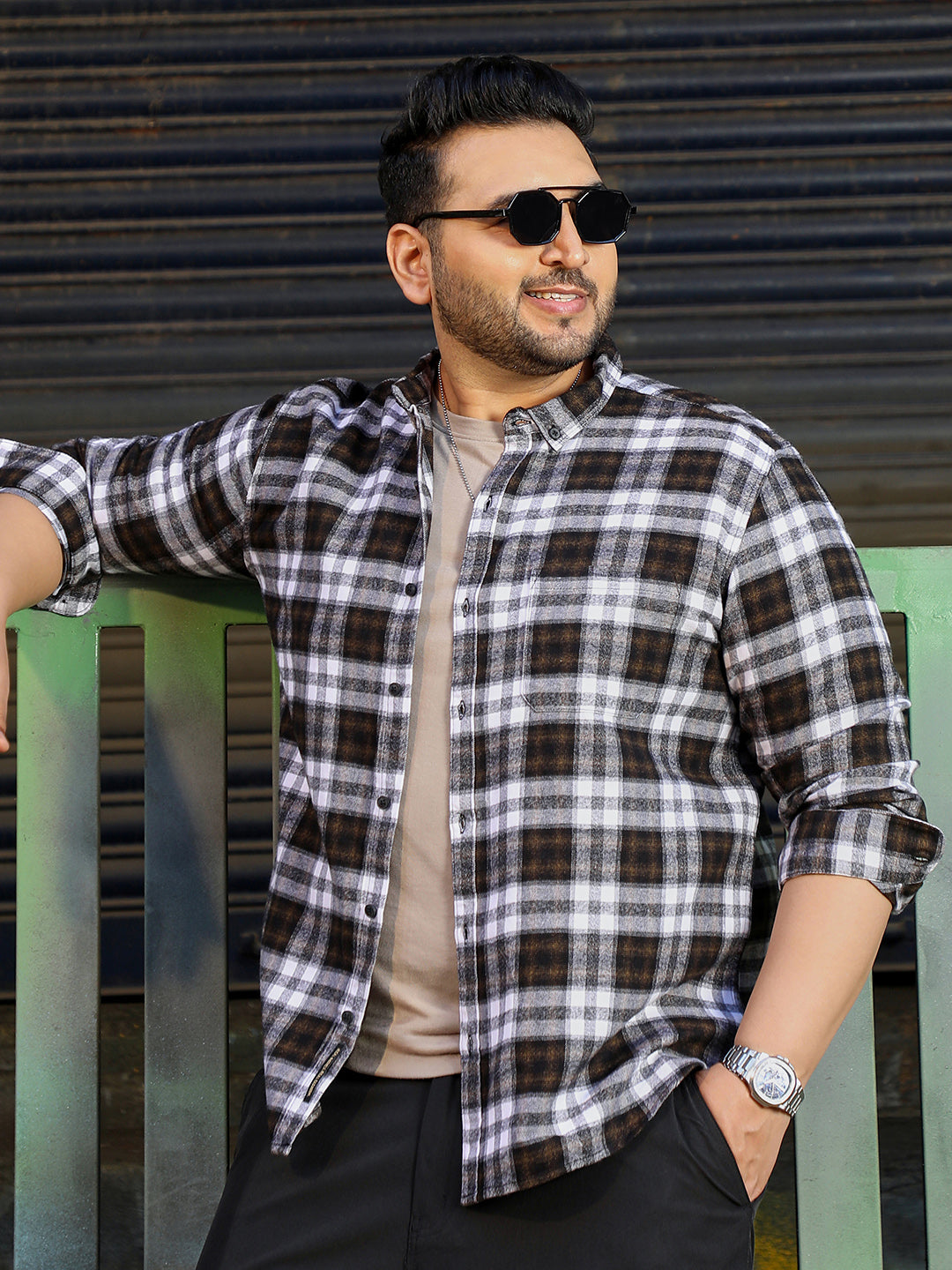 Dark Brown Tartan Check Shirt