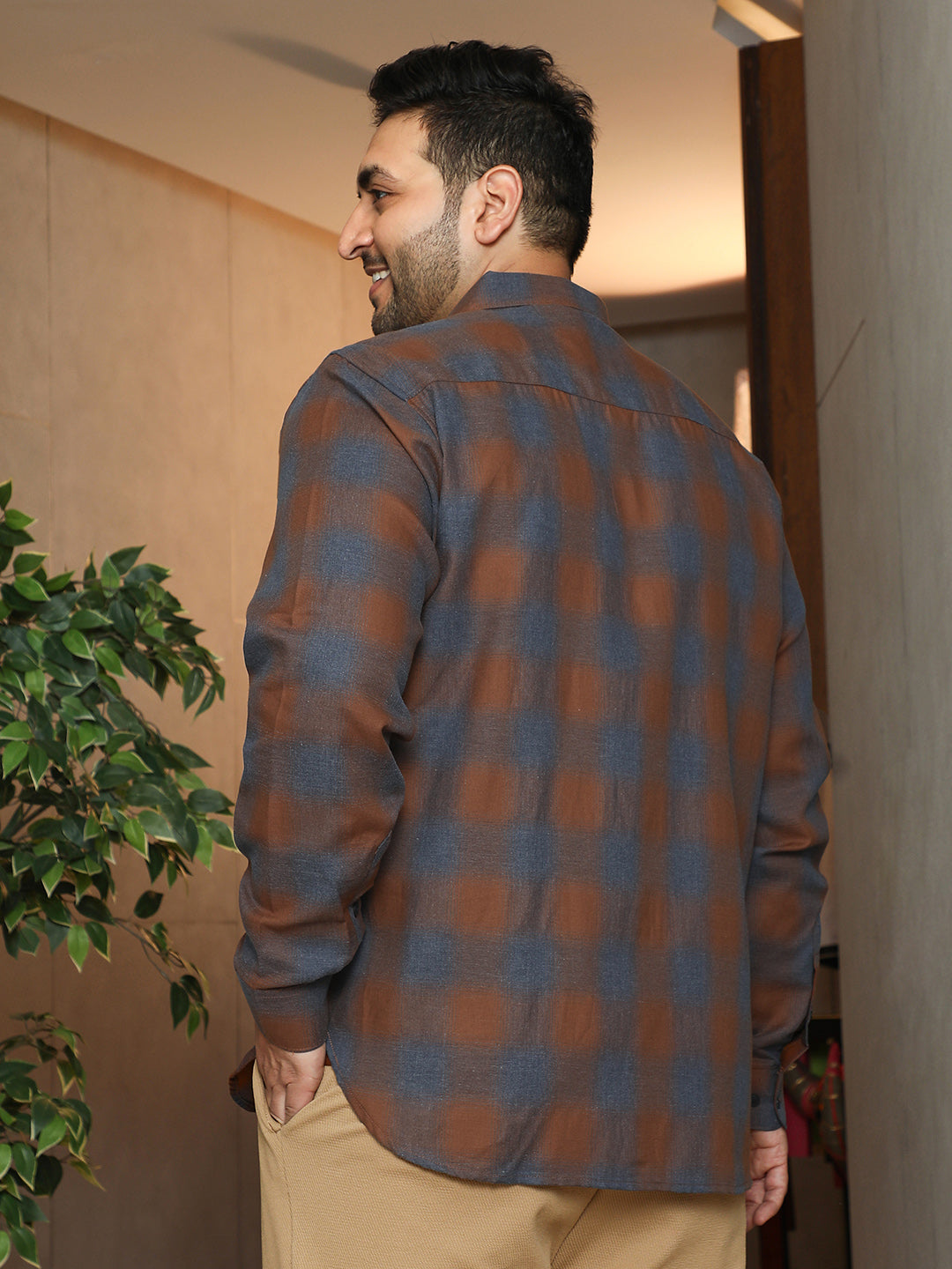 Brushing-Checks Regular Shirt