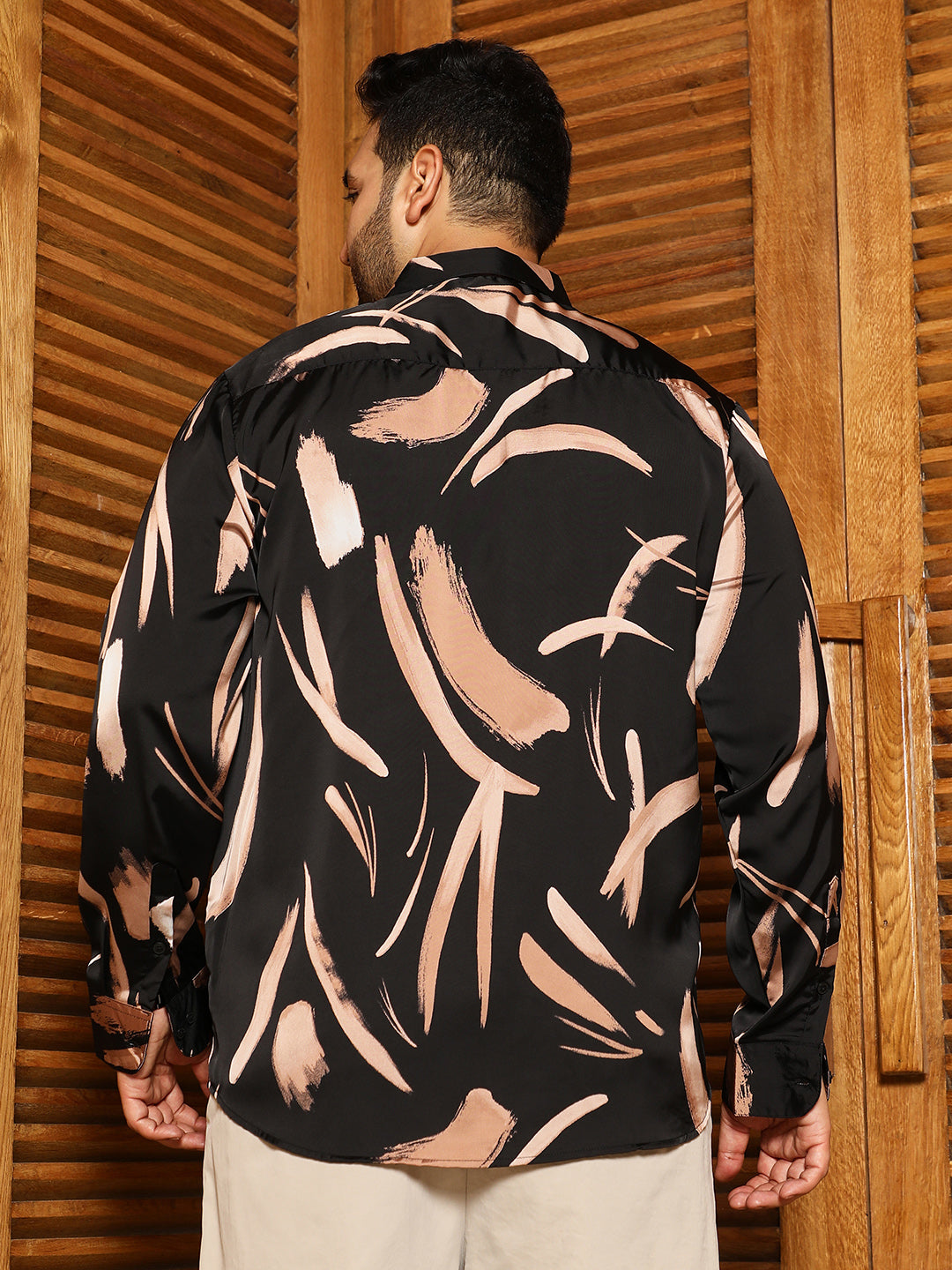 Contrast-Strokes Imprint Shirt