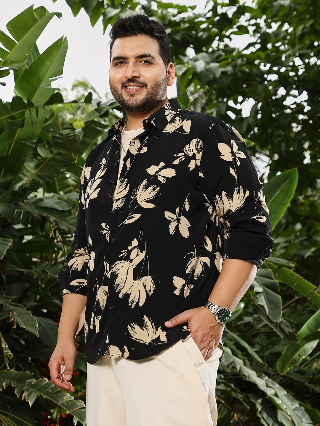 Contrast-Petalia Imprint Shirt