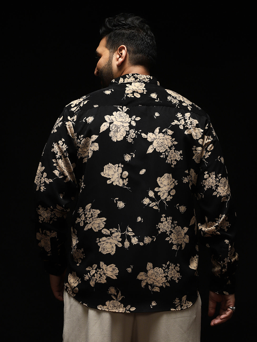 Contrast-Roses Imprint Shirt