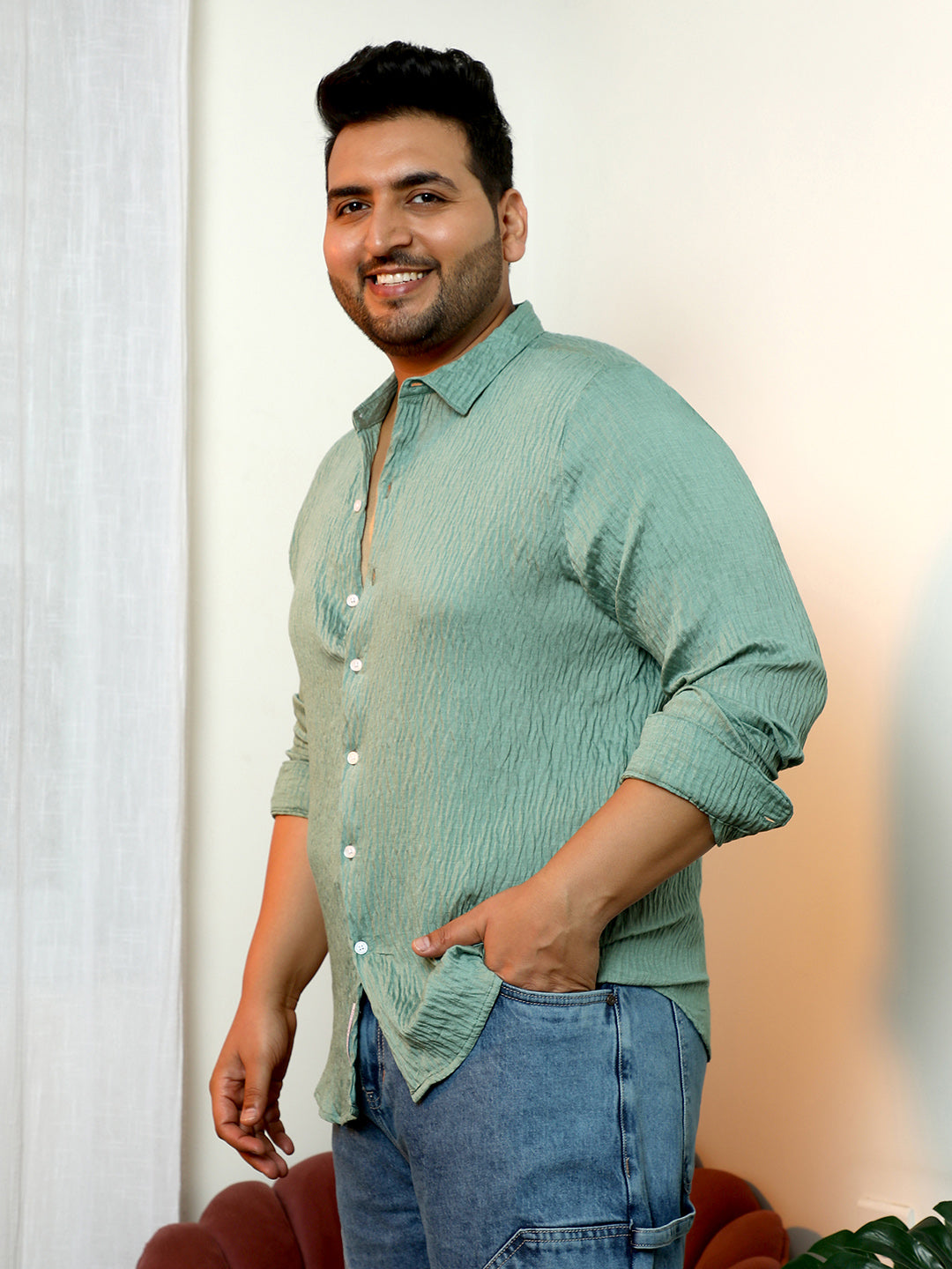 Solid Creased-Tactile Shirt