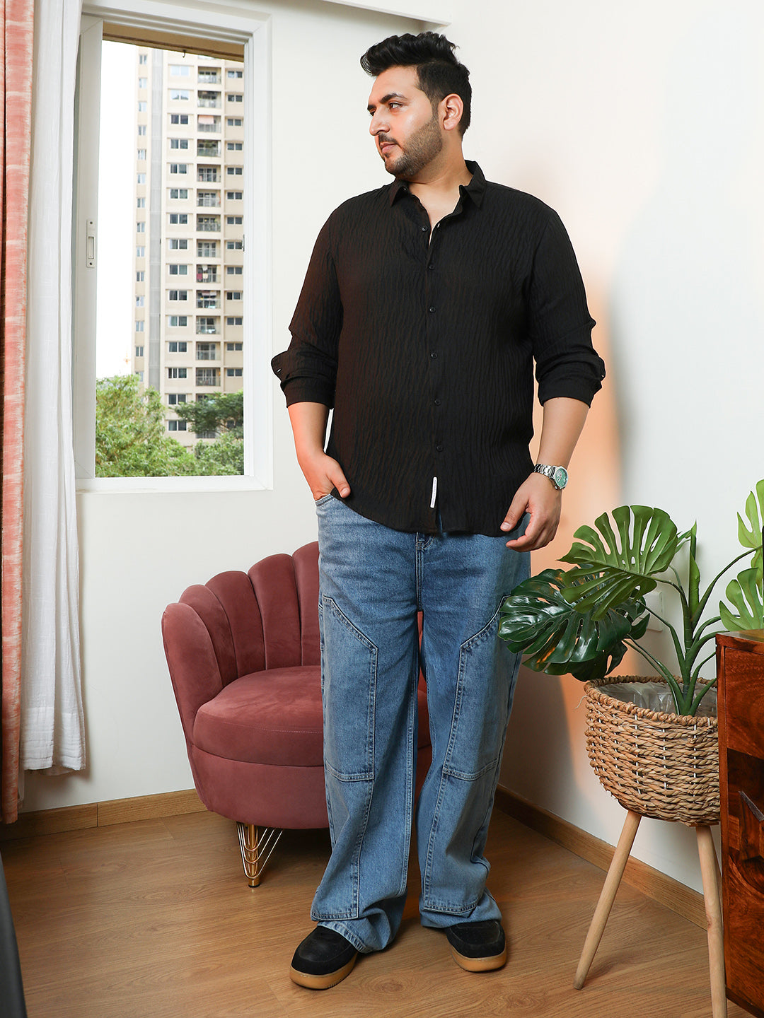 Solid Creased-Tactile Shirt