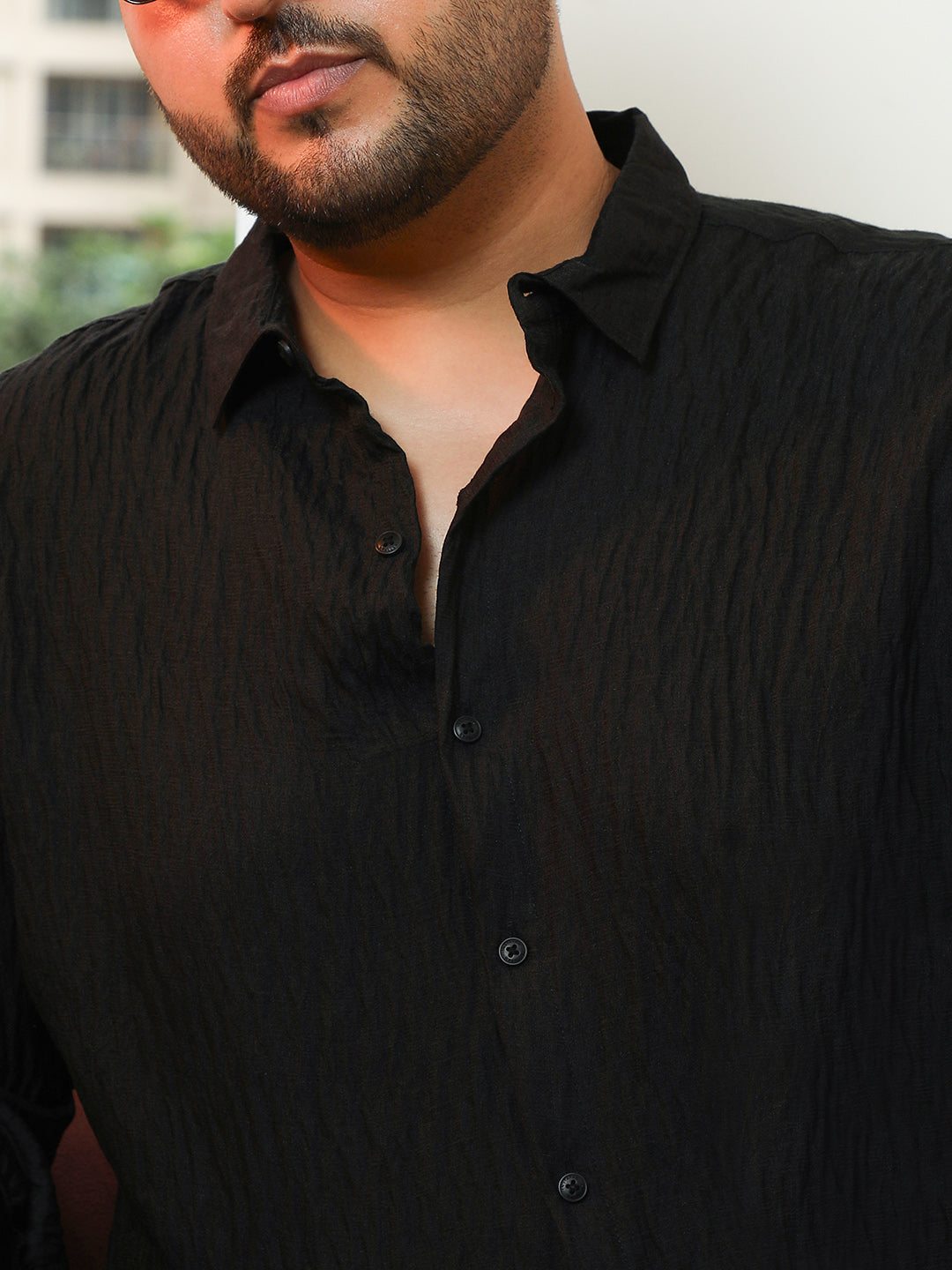 Solid Creased-Tactile Shirt