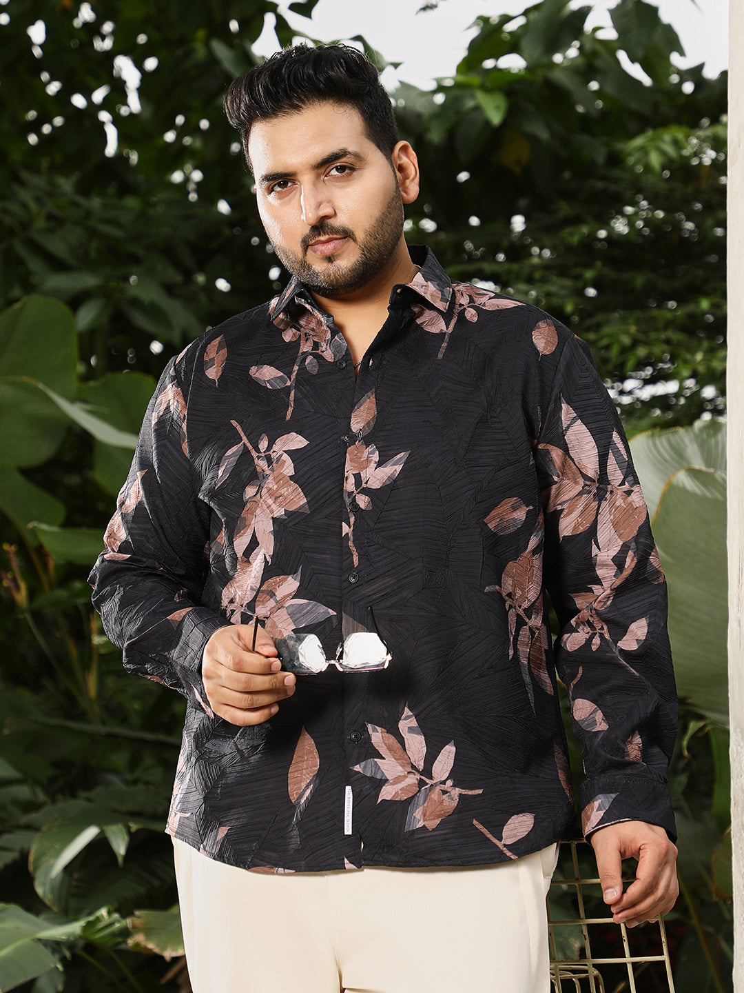 Imprinted Foliage Textured Shirt