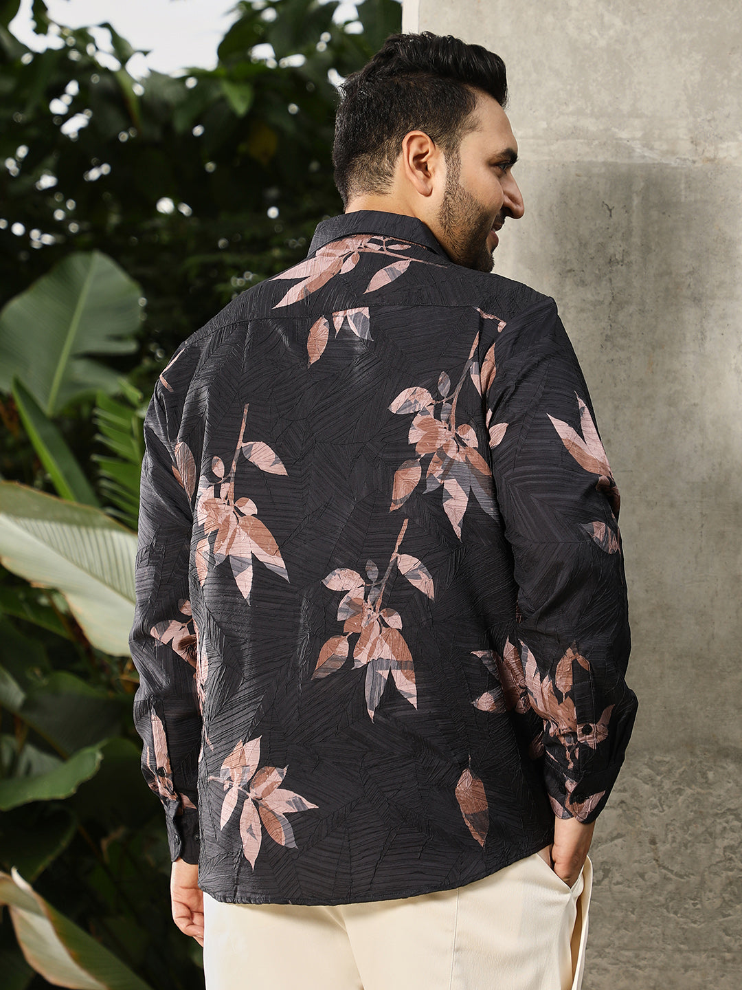 Imprinted Foliage Textured Shirt