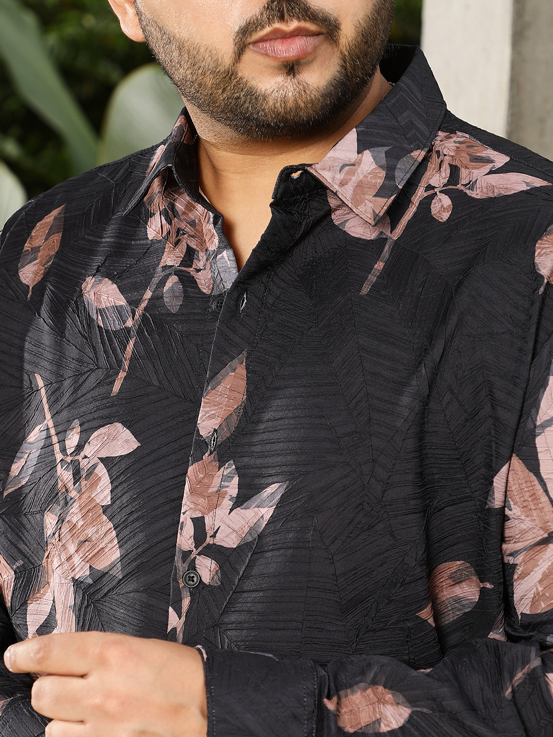 Imprinted Foliage Textured Shirt