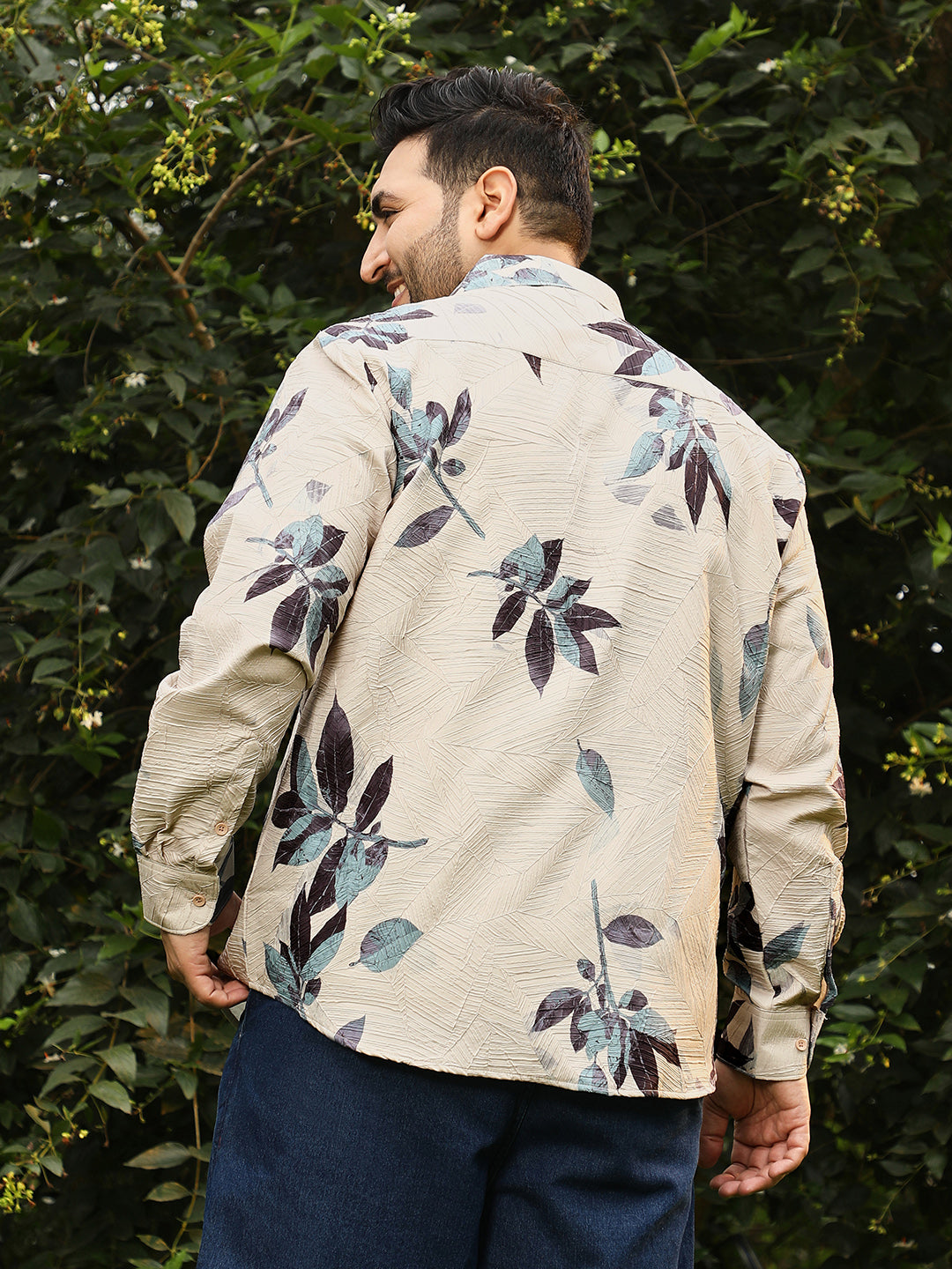 Imprinted Foliage Textured Shirt