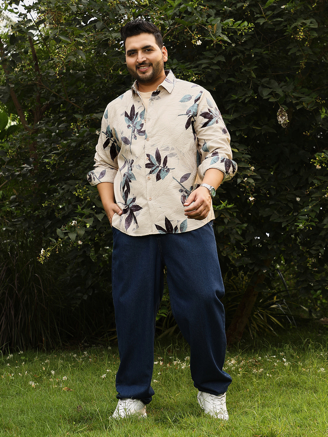 Imprinted Foliage Textured Shirt