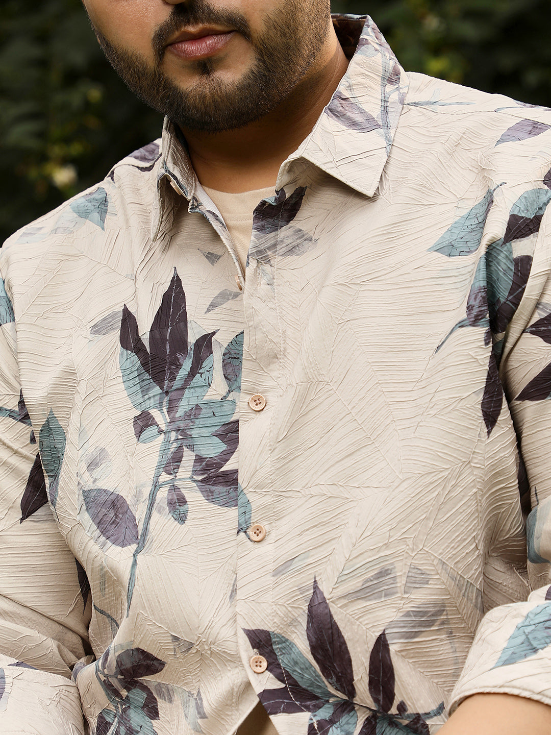 Imprinted Foliage Textured Shirt