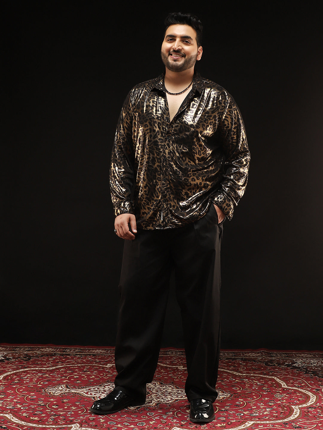 Metallic-Cheetah Velvet Shirt