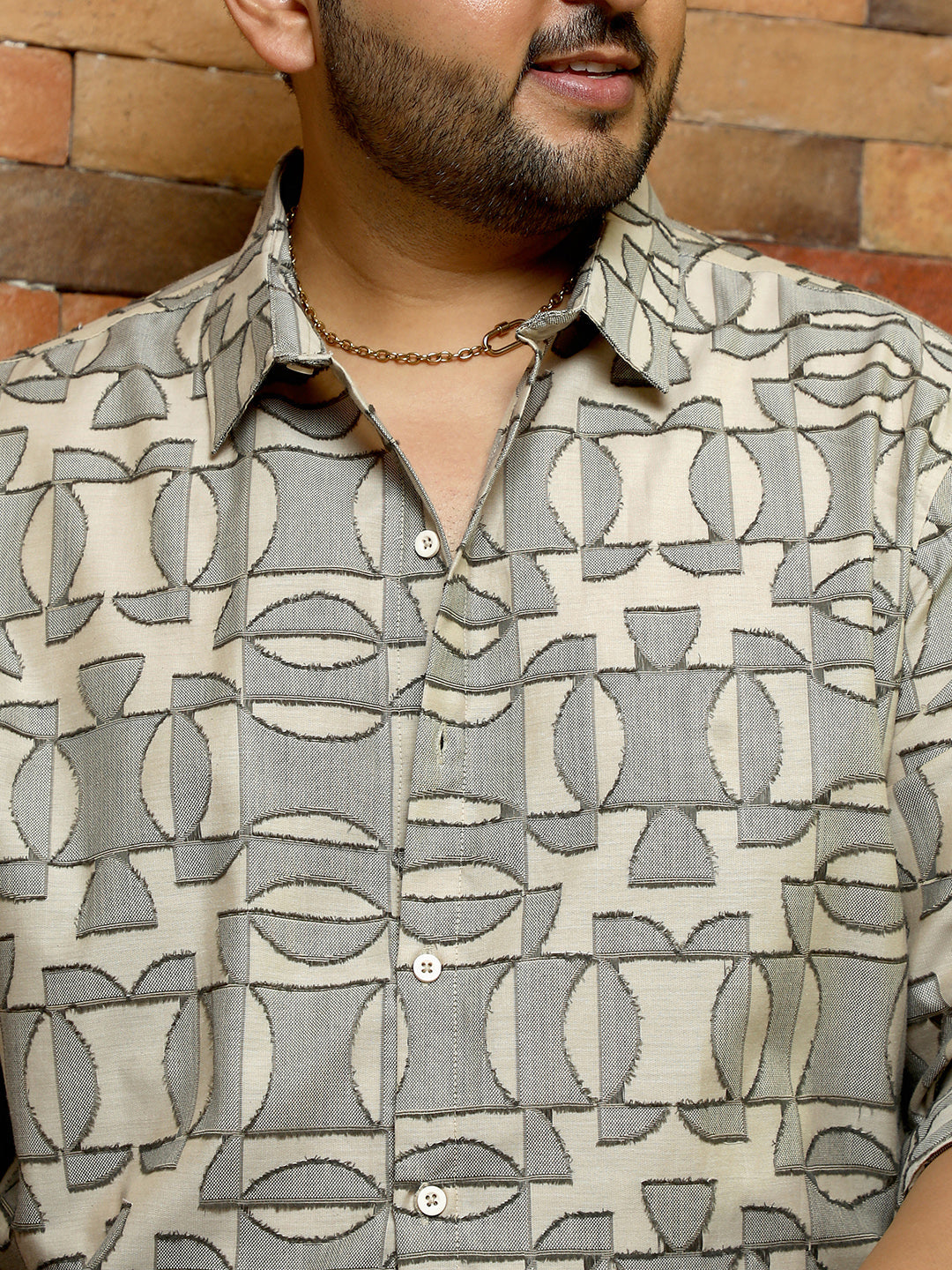 Geometric-Curve Jacquard Shirt
