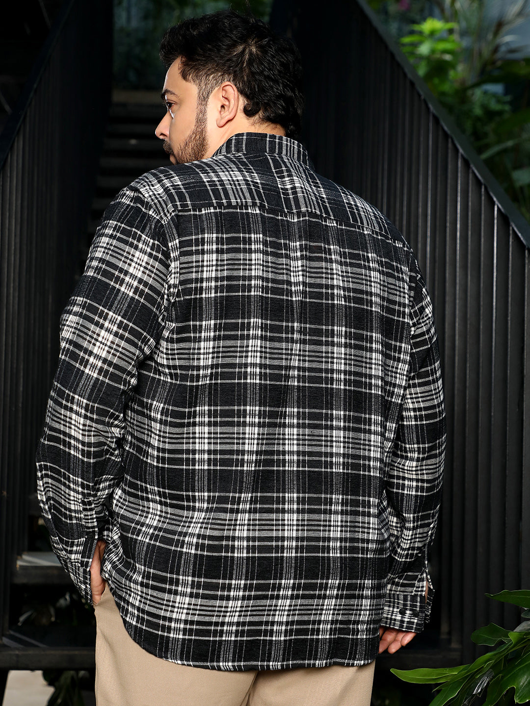 Button-Down Static-Plaid Shirt