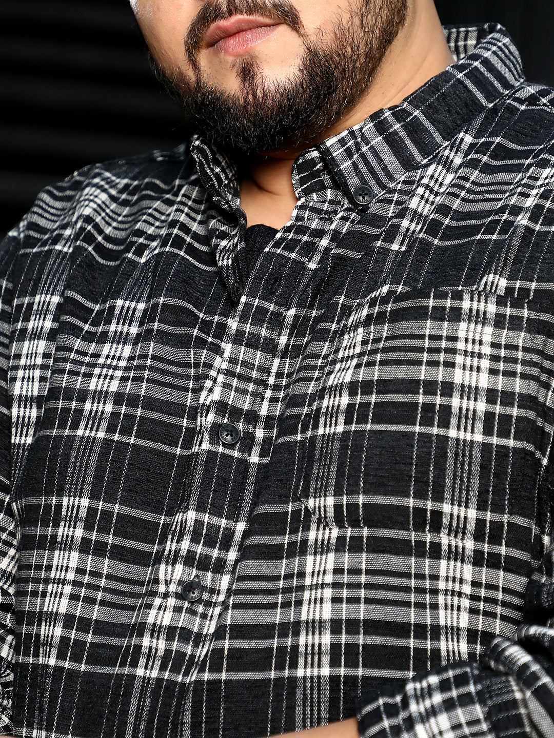 Button-Down Static-Plaid Shirt