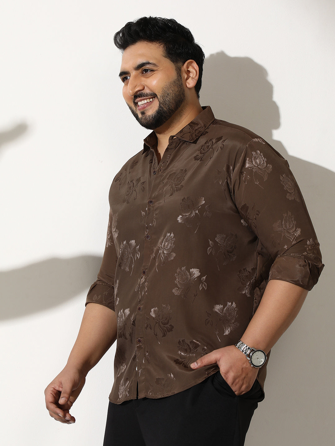 Roses-Jacquard Satin Shirt