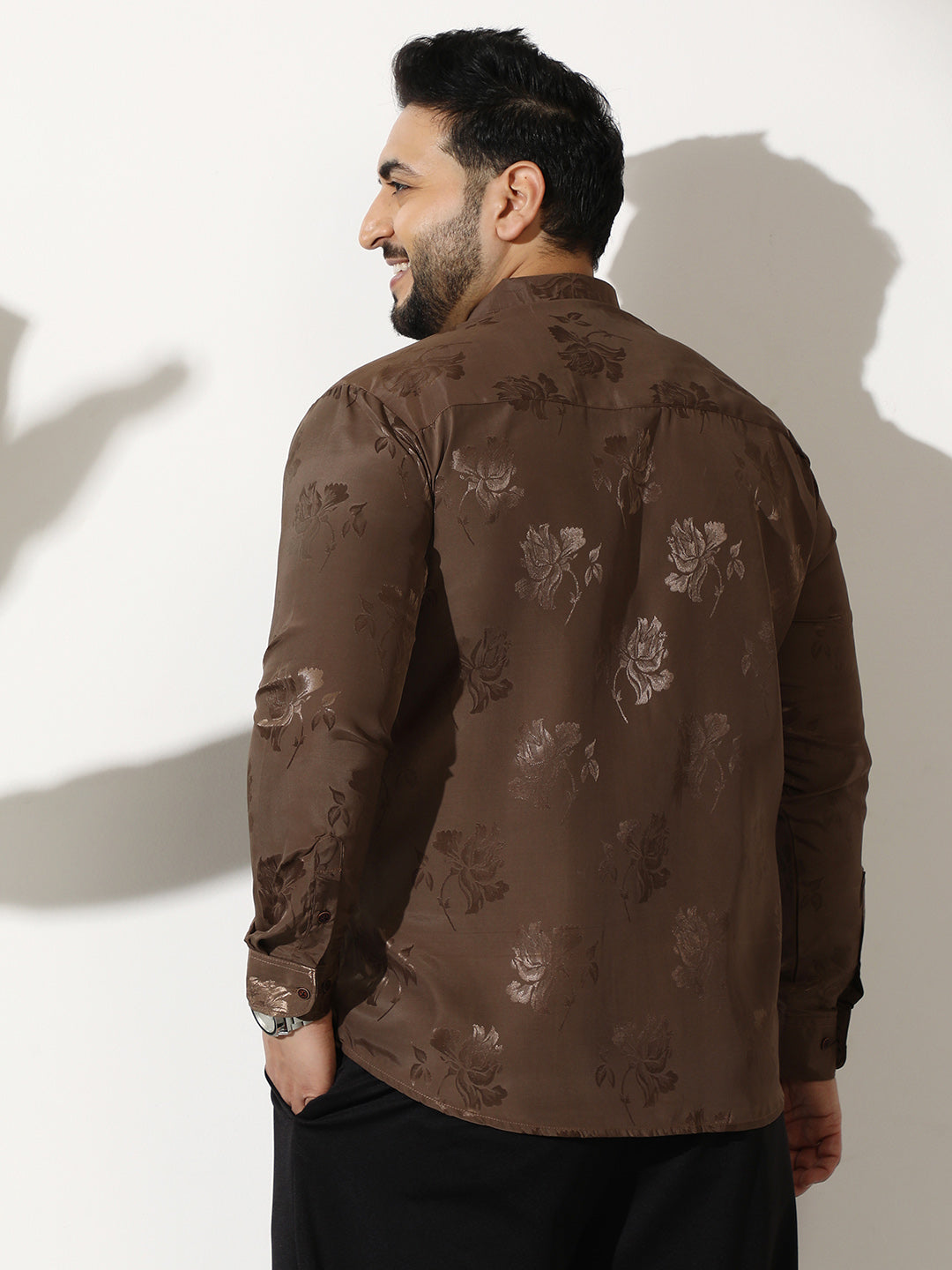 Roses-Jacquard Satin Shirt
