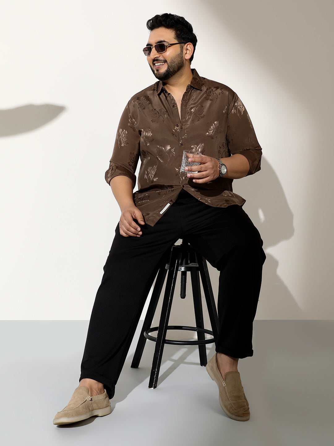 Roses-Jacquard Satin Shirt