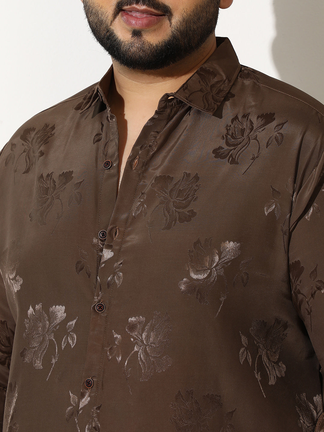 Roses-Jacquard Satin Shirt