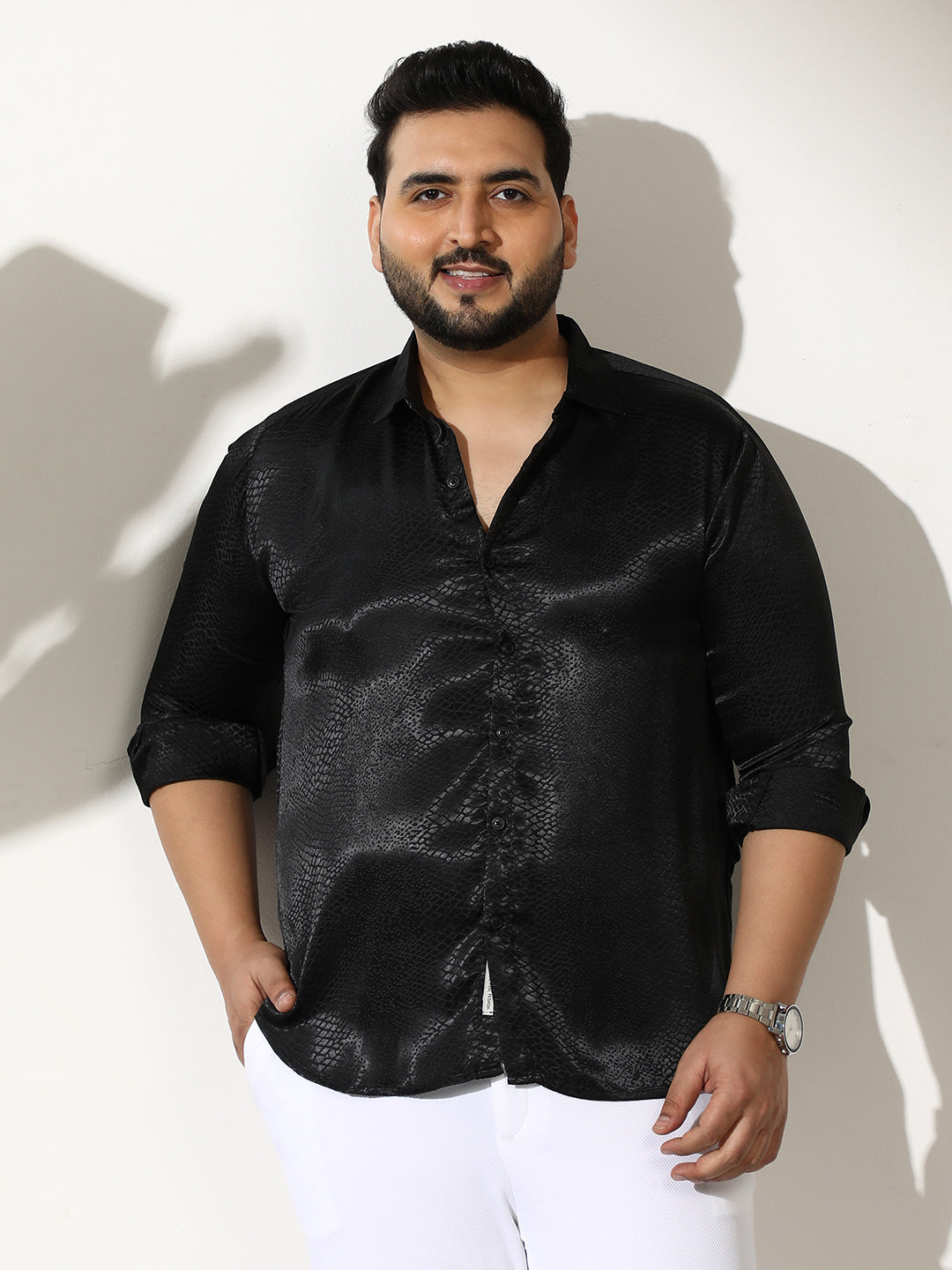 Reptilia Satin-Jacquard Shirt