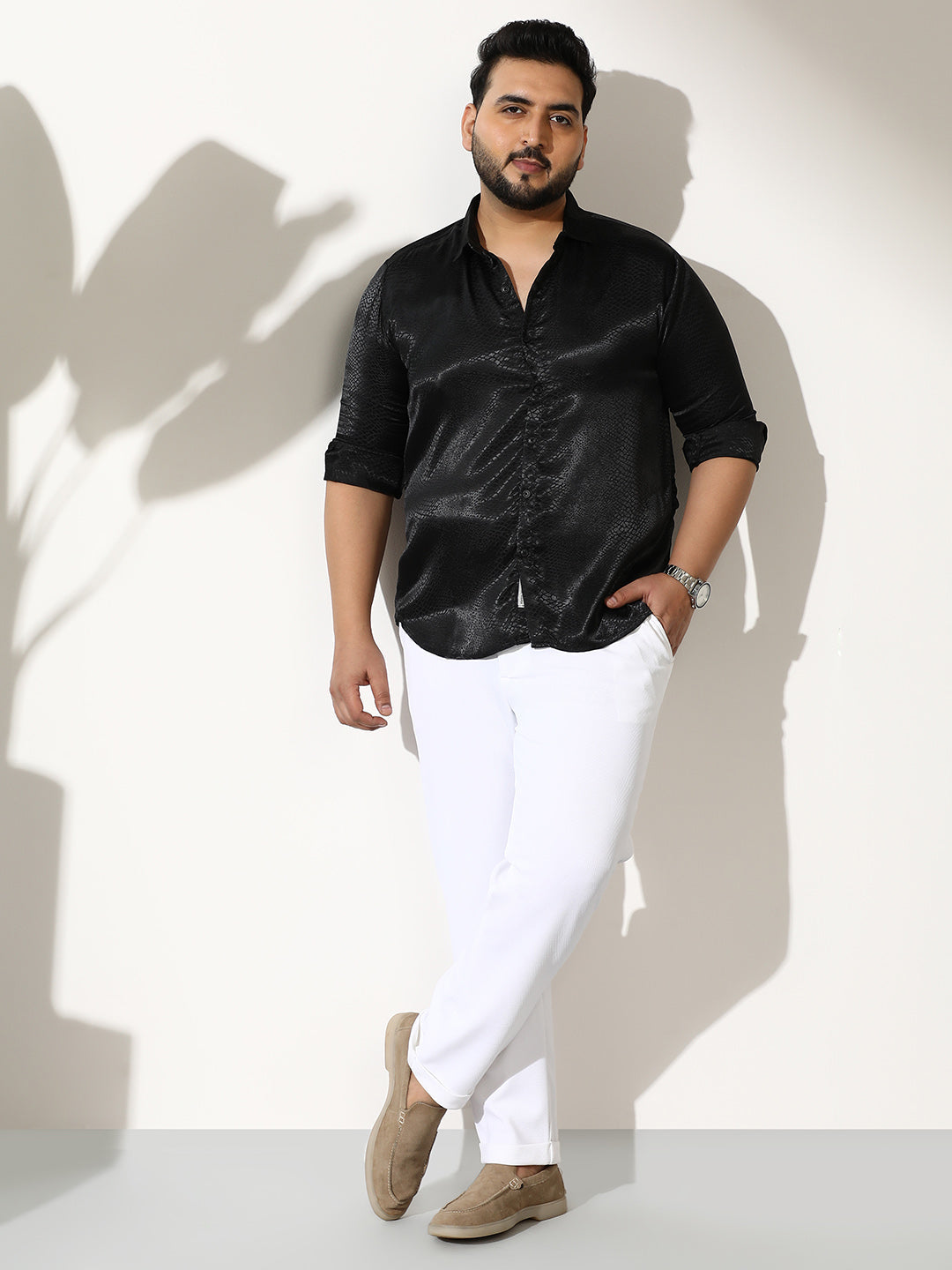 Reptilia Satin-Jacquard Shirt