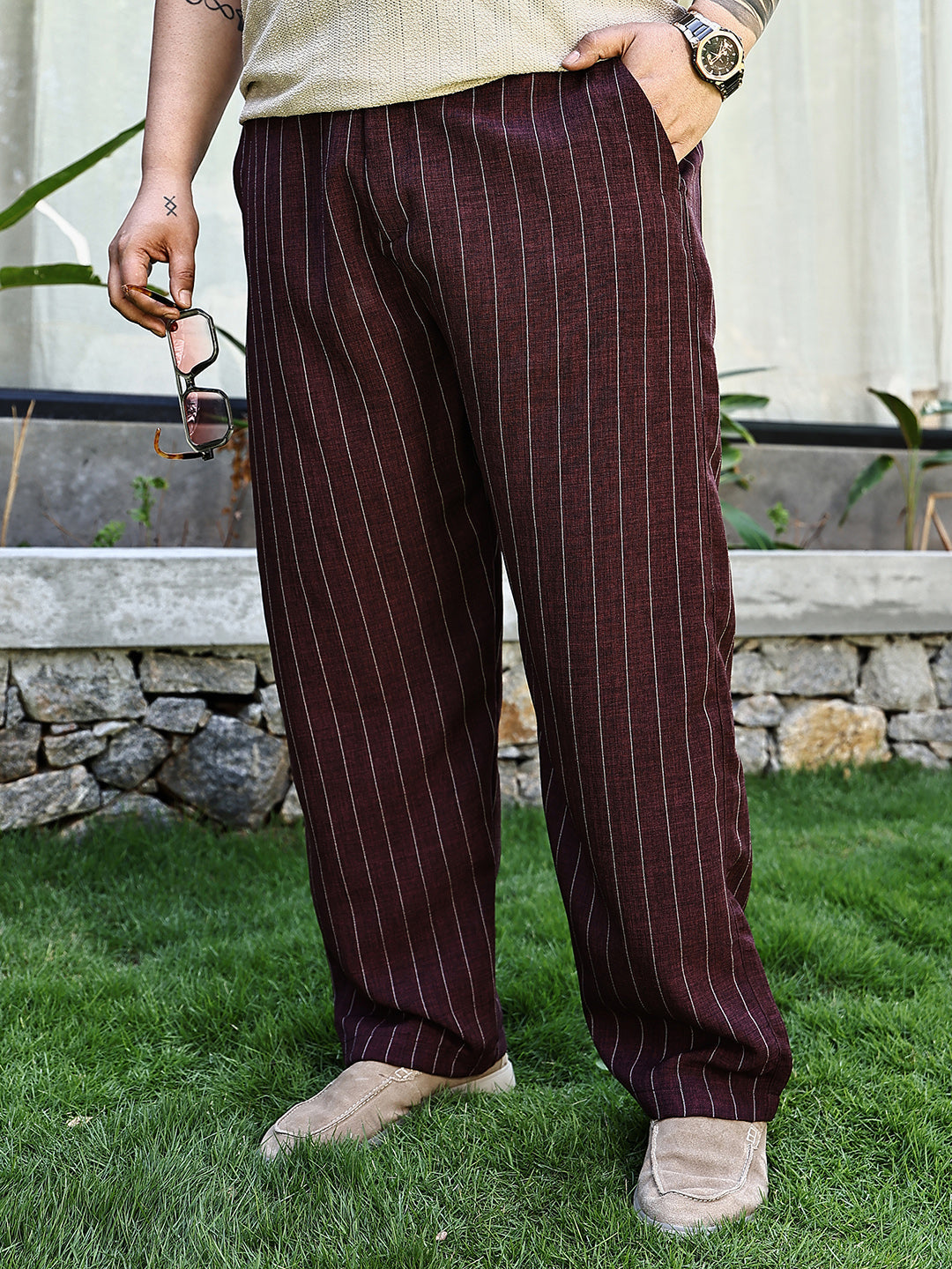 Pinstriped Chino Trousers