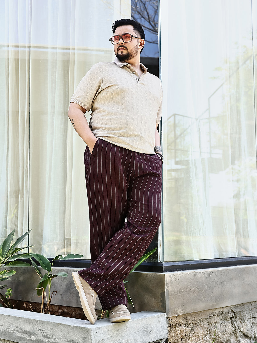 Pinstriped Chino Trousers