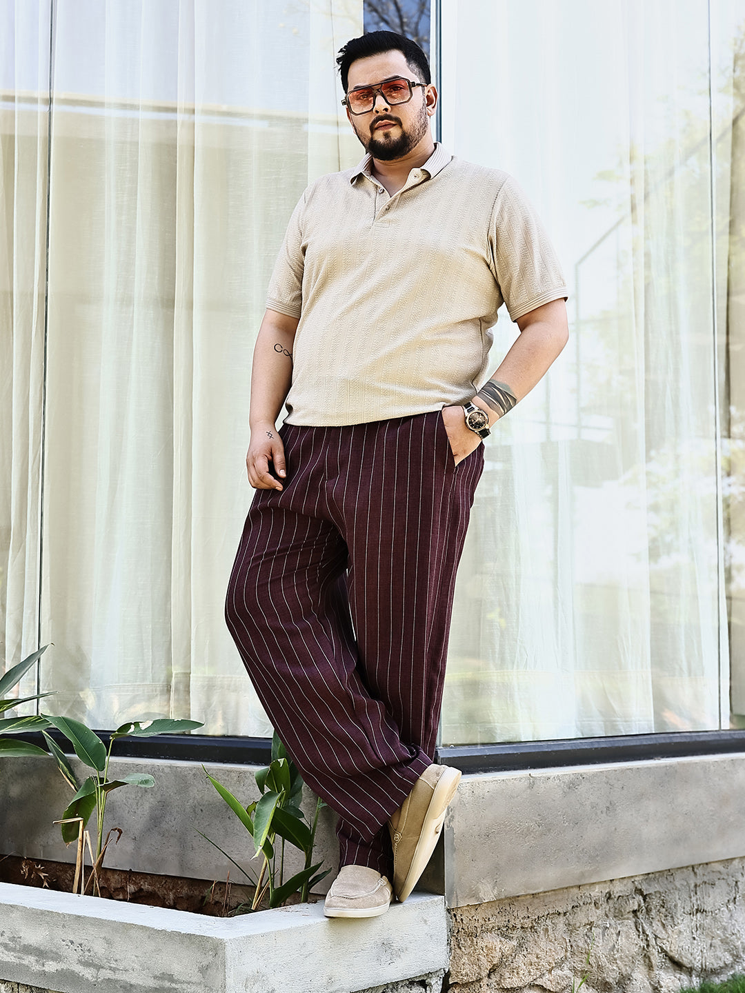 Pinstriped Chino Trousers