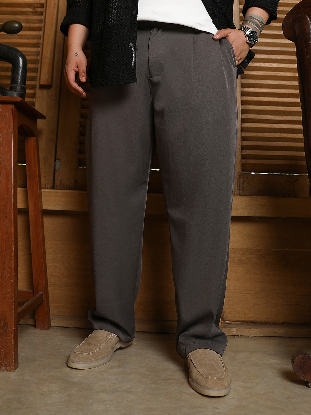 Straight Pleated Trousers