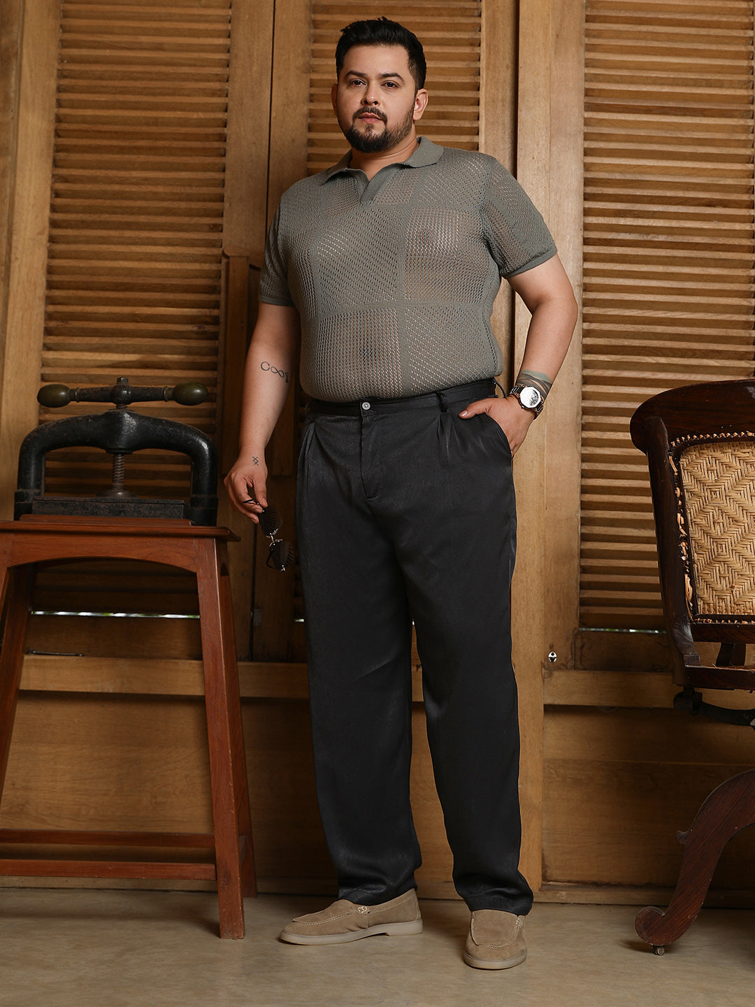Velvet Pleated Trousers