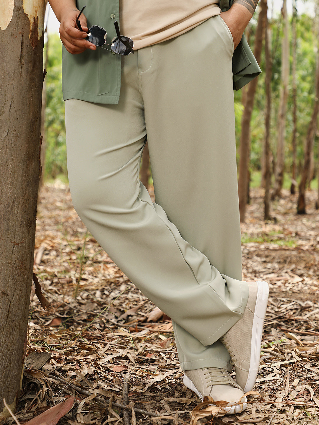 Solid Relaxed Chino Trousers