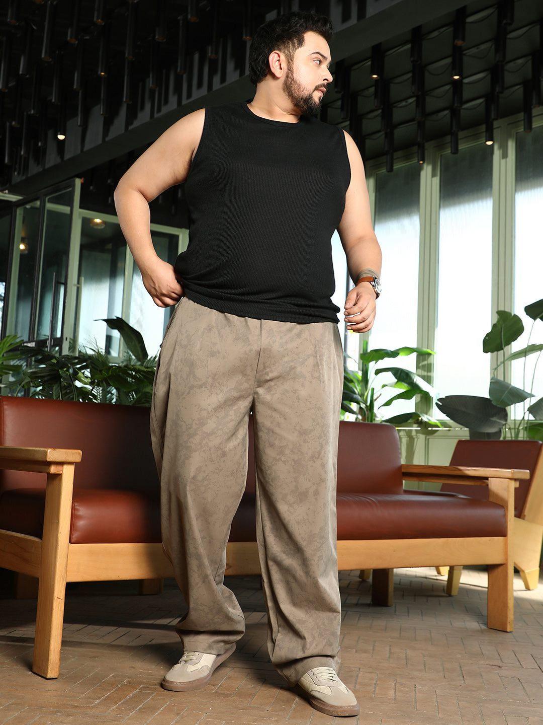 Splatter-Imprint Relaxed Trousers