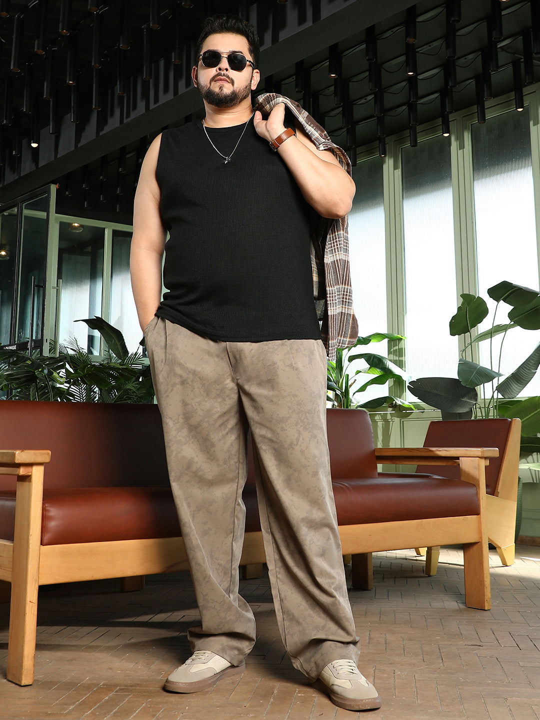 Splatter-Imprint Relaxed Trousers