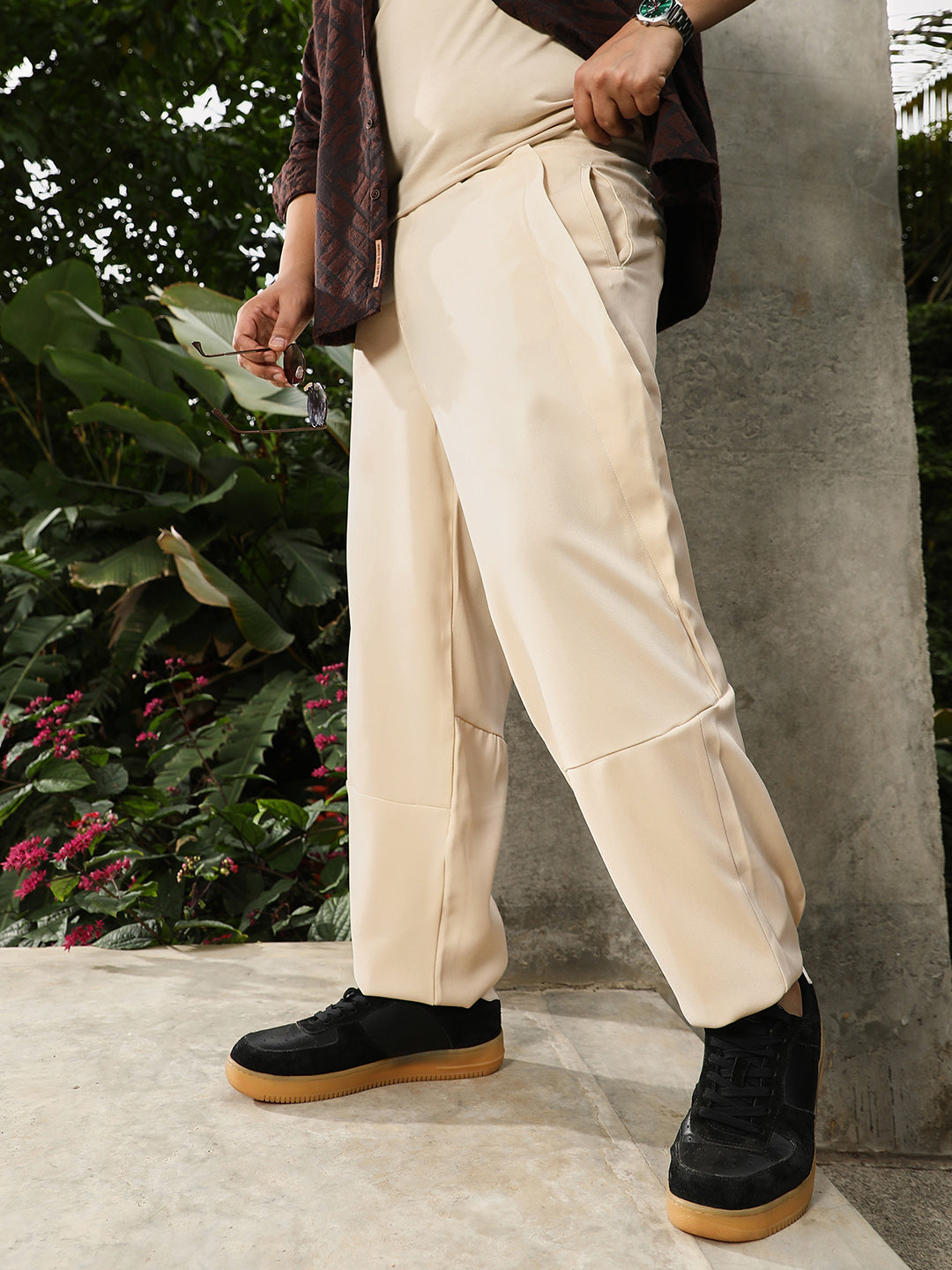 Twill-Panelled Chino Trousers