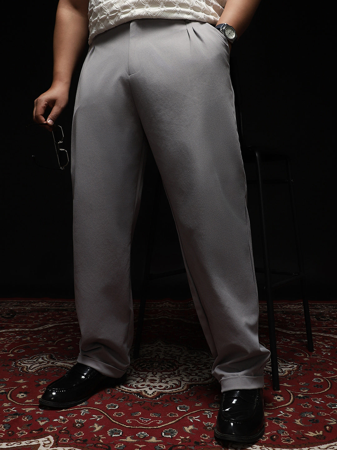 Extended-Waistband Straight Trousers