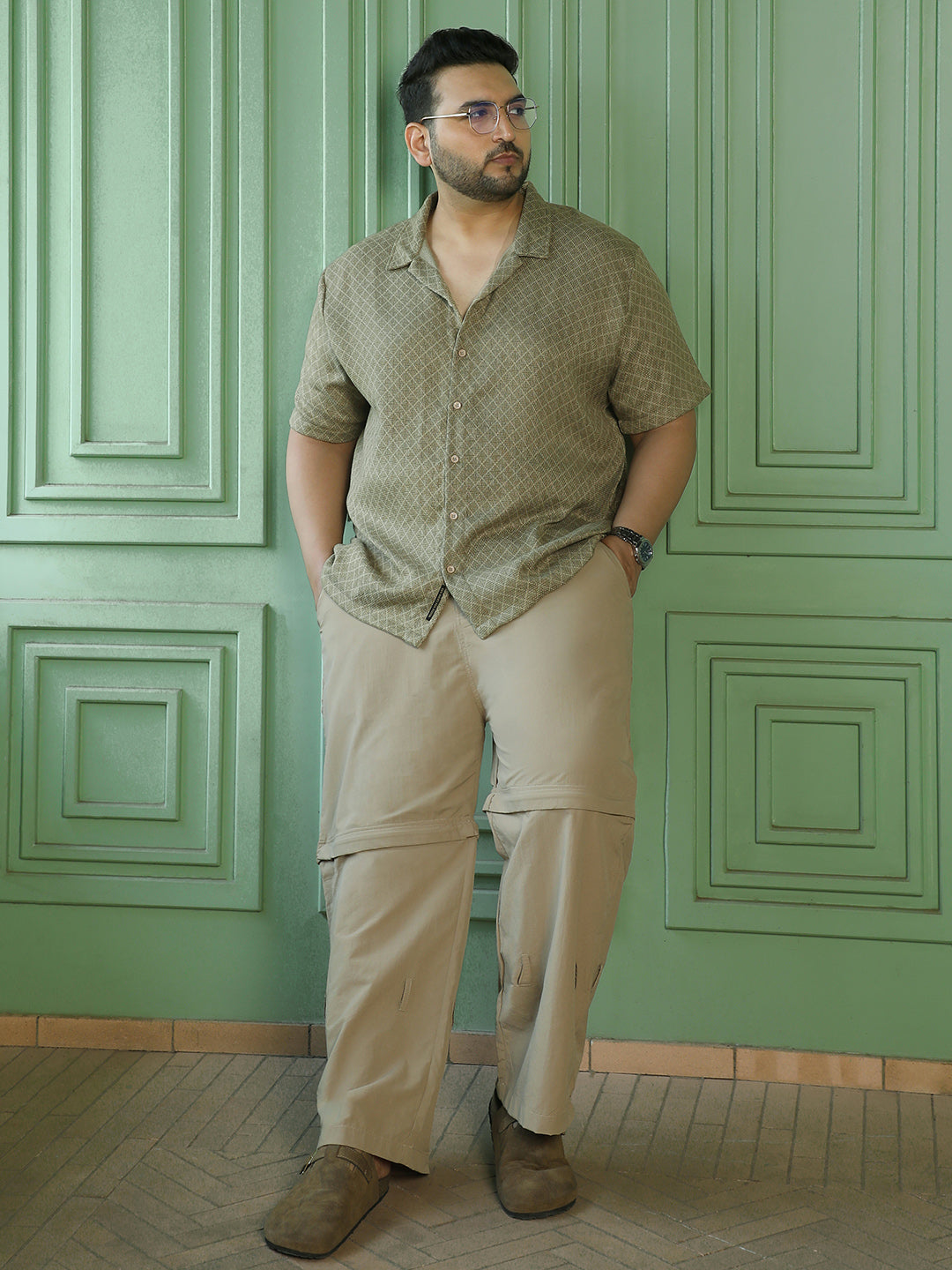 Khaki Mid-Rise Relaxed Fit Trouser