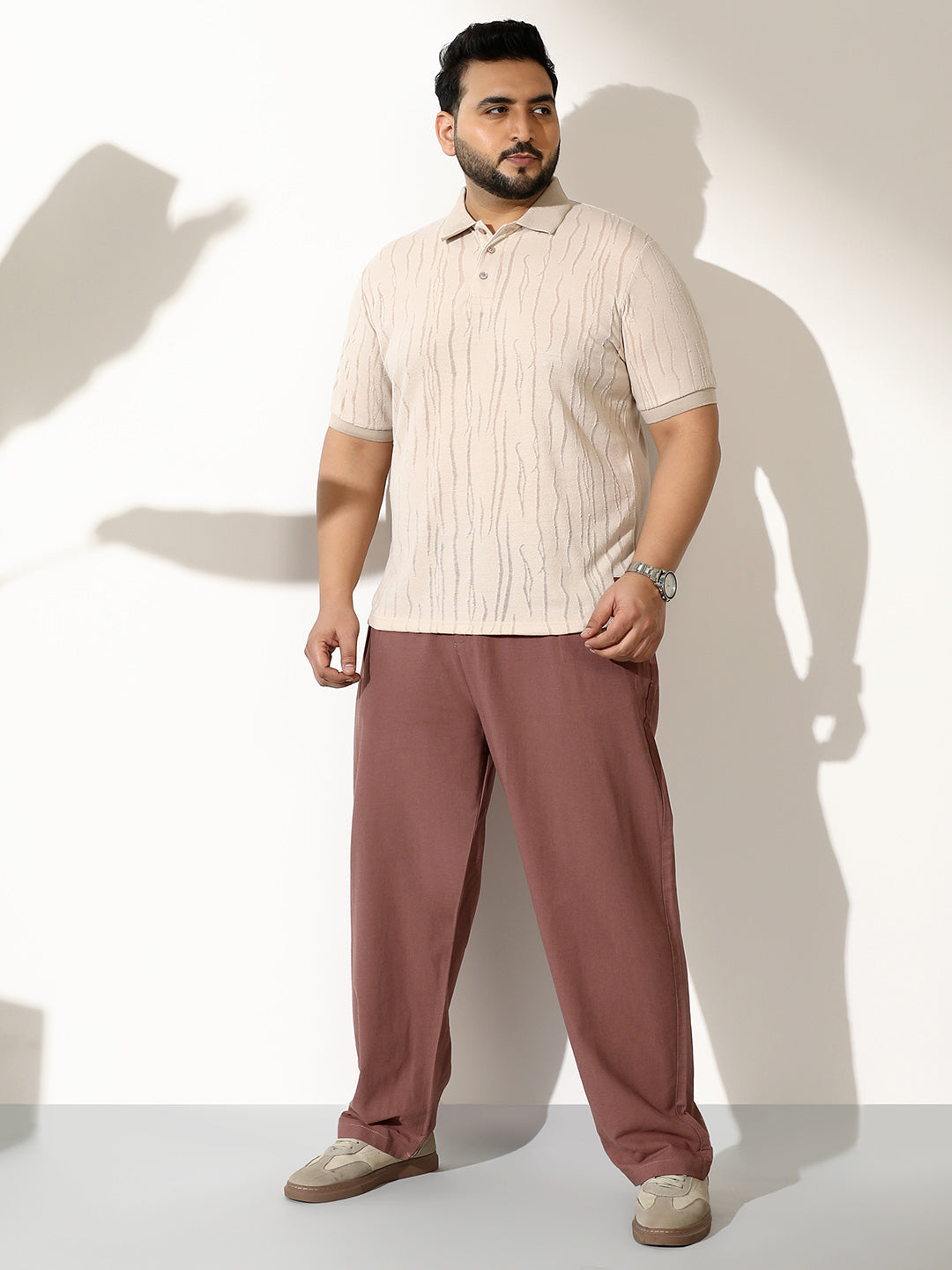 Crevice-Jacquard Polo T-Shirt