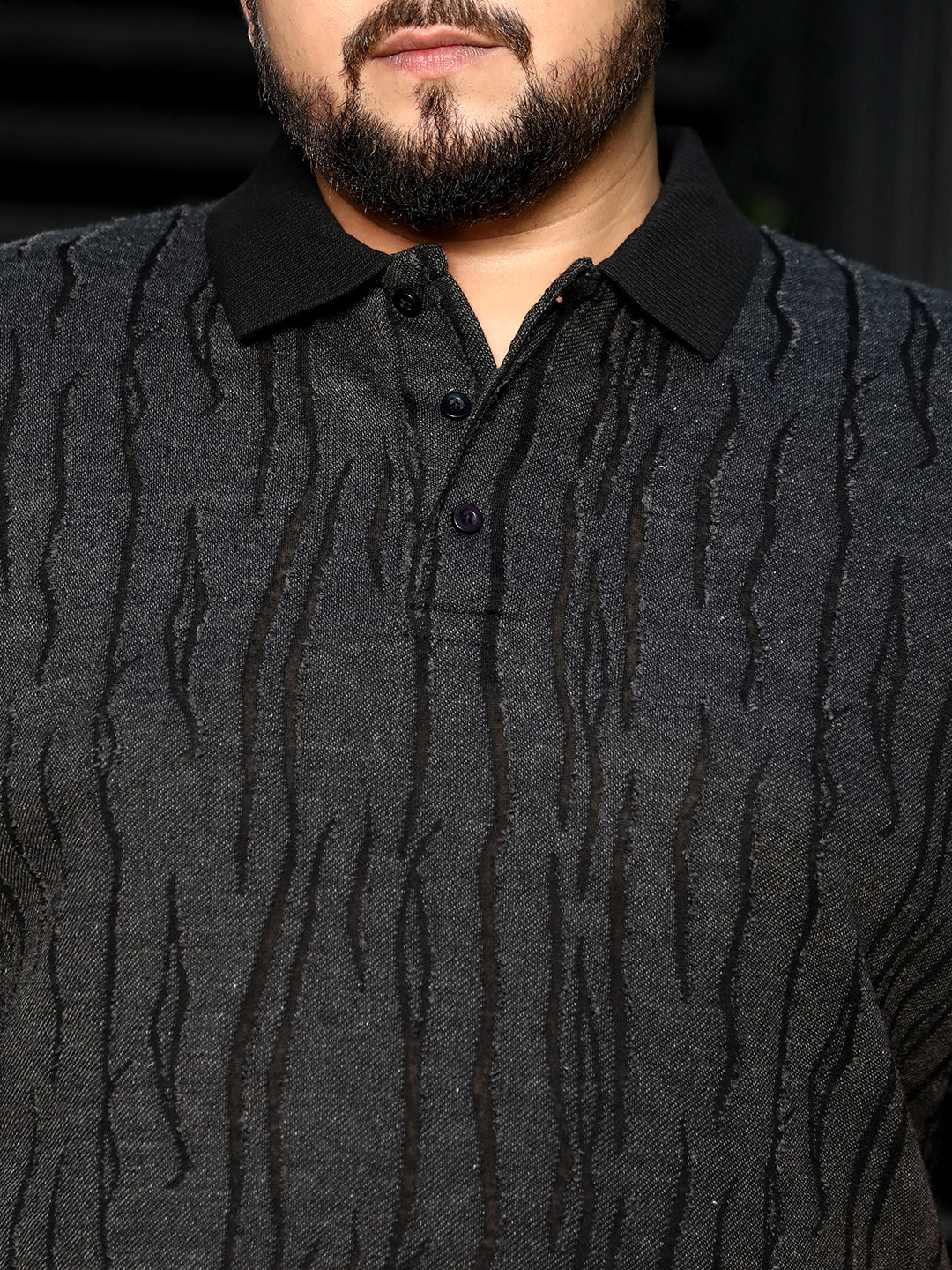 Crevice-Jacquard Polo T-Shirt