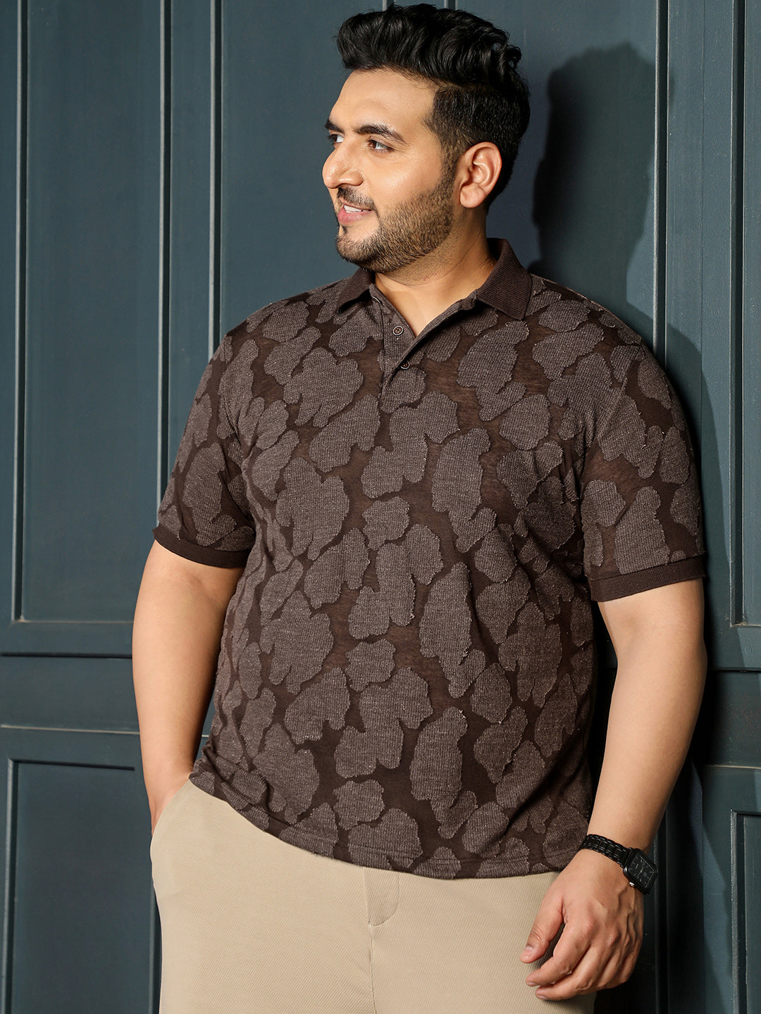 Brown Textured T-Shirt
