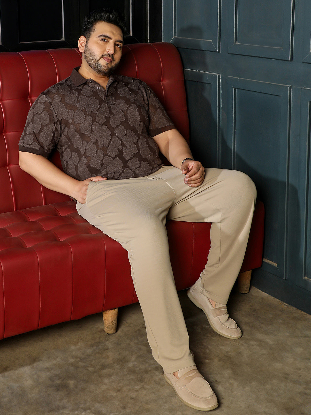 Brown Textured T-Shirt