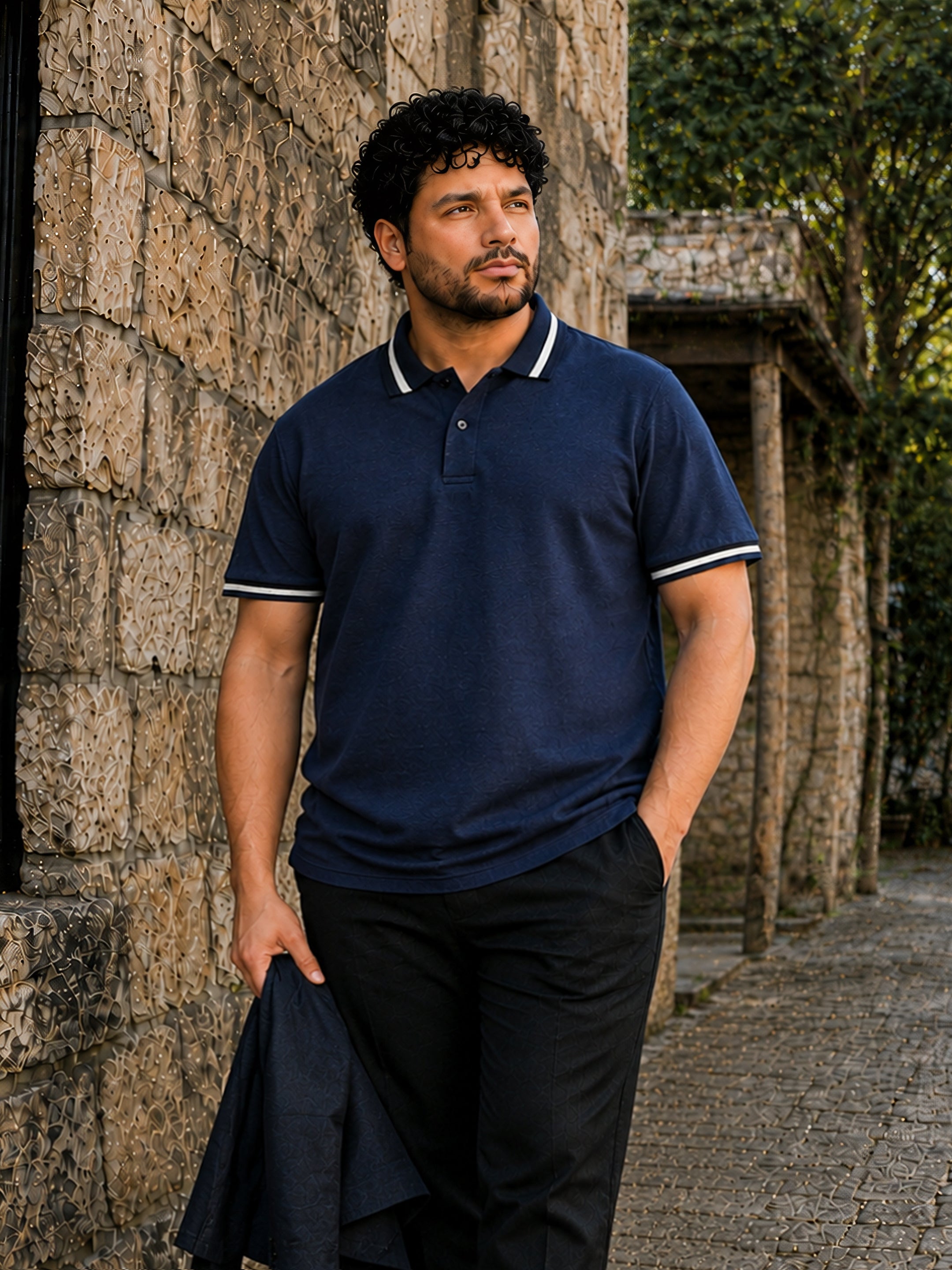 Jacquard Knit Polo T-Shirt