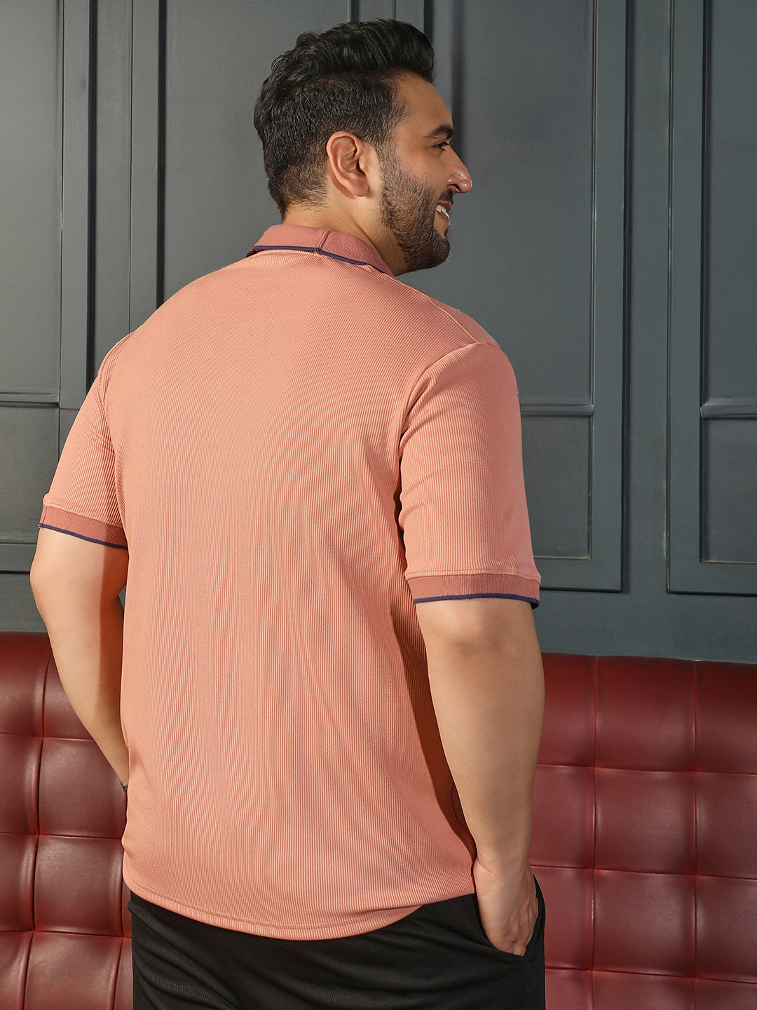 Peach Textured T-Shirt
