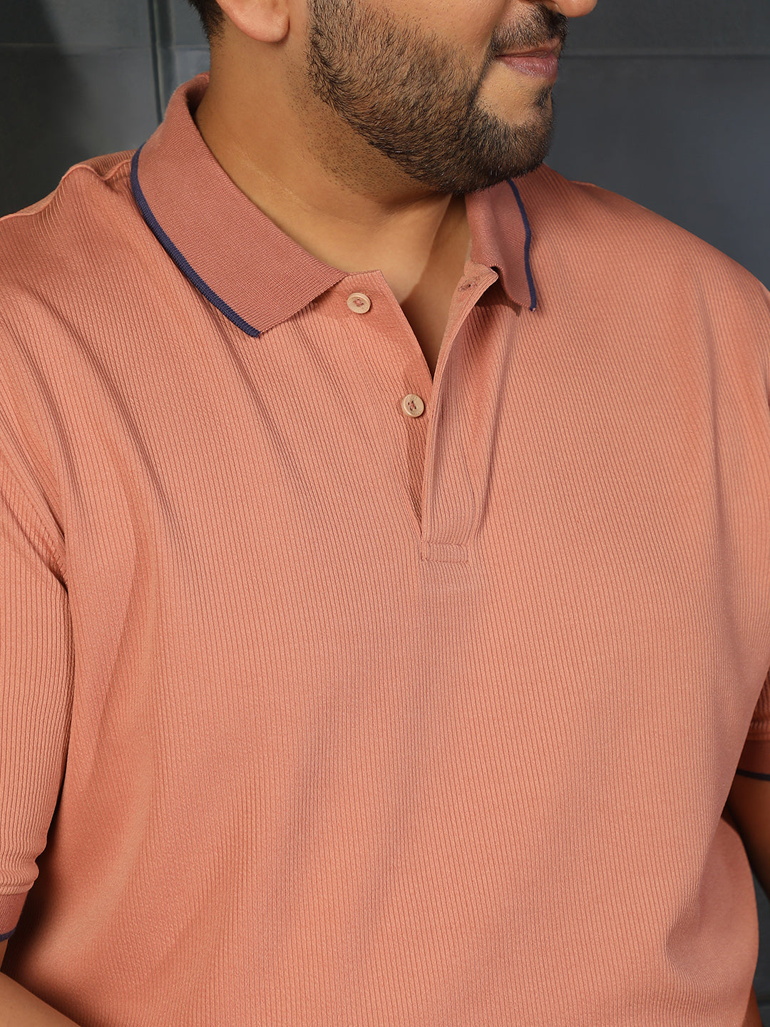 Peach Textured T-Shirt