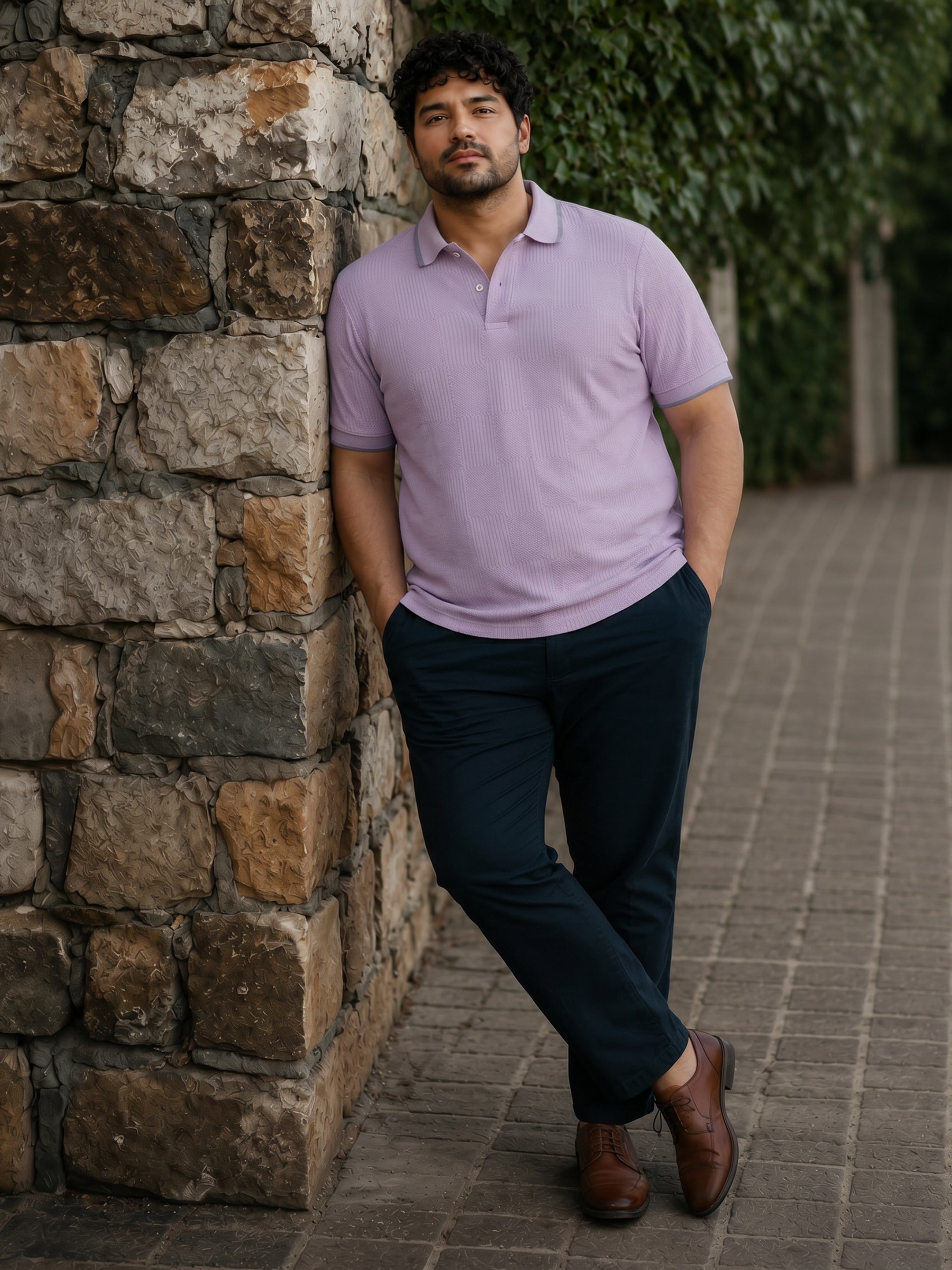 Jacquard Knit Polo T-Shirt