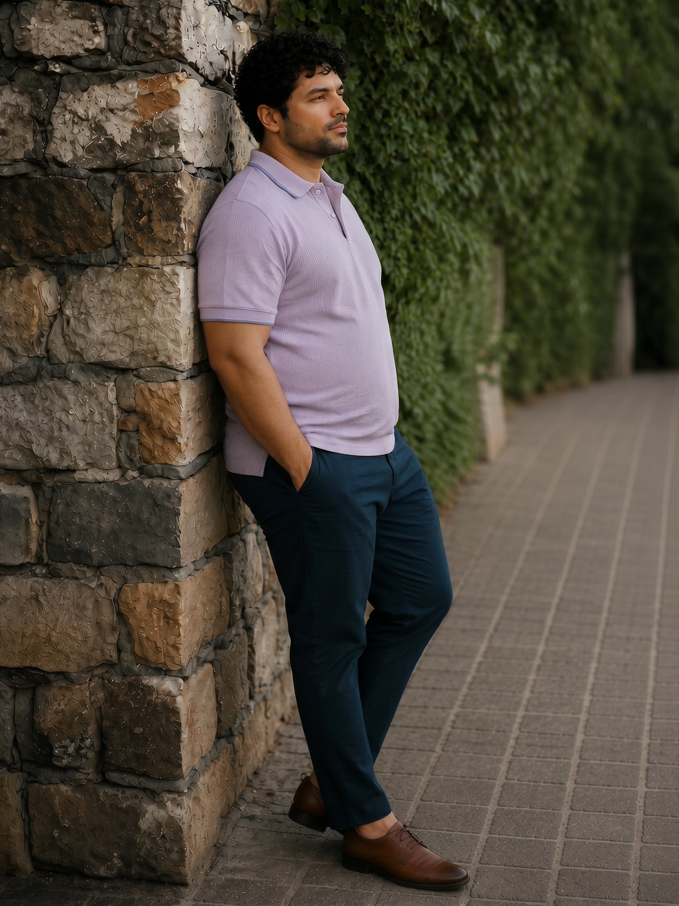 Jacquard Knit Polo T-Shirt