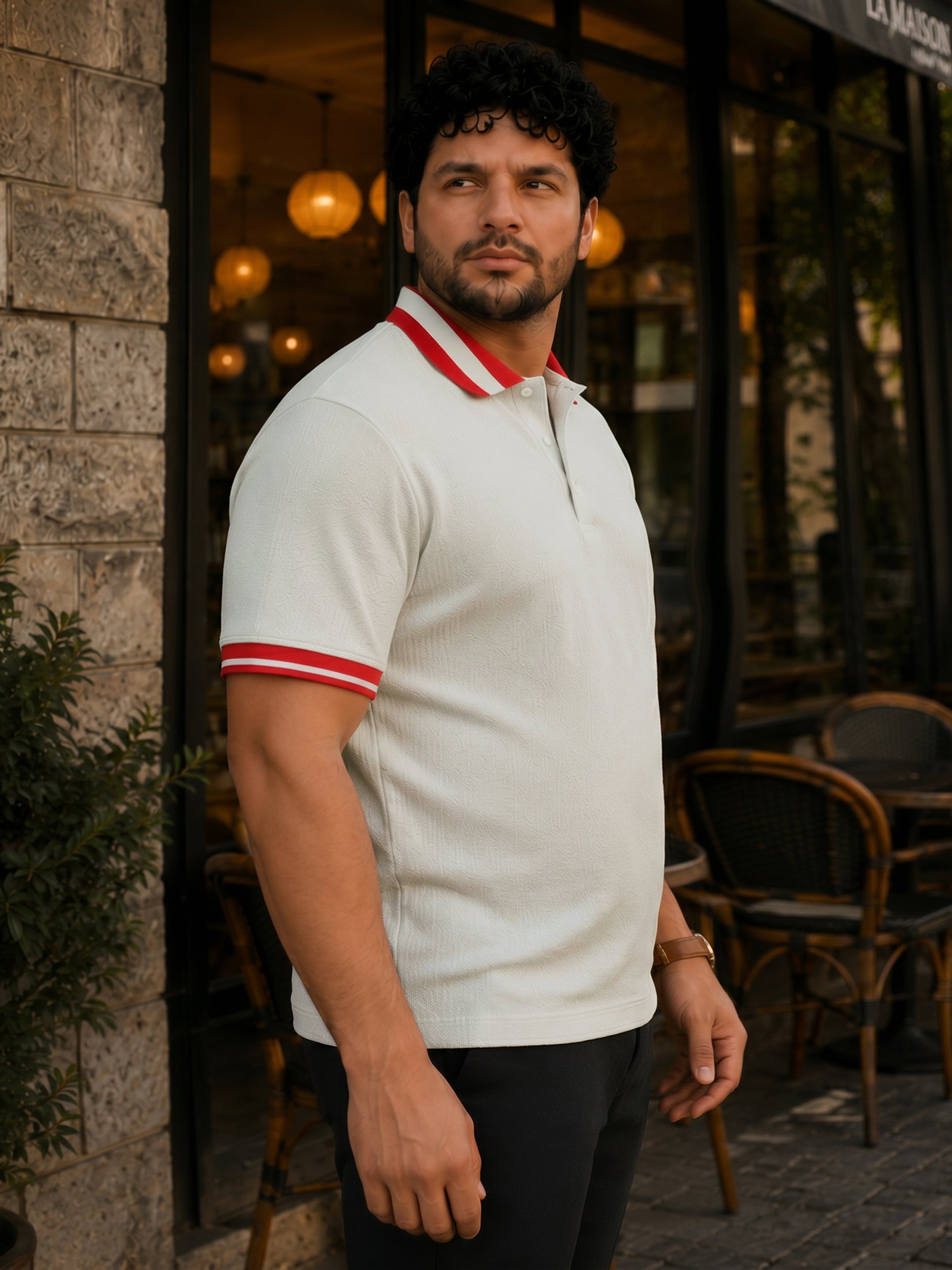 Jacquard Knit Polo T-Shirt