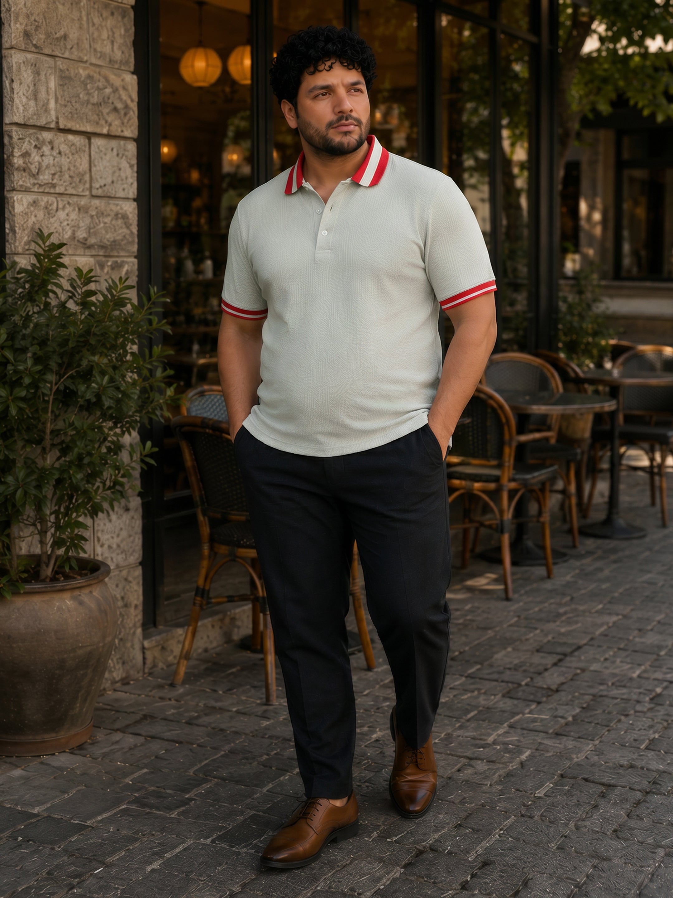 Jacquard Knit Polo T-Shirt